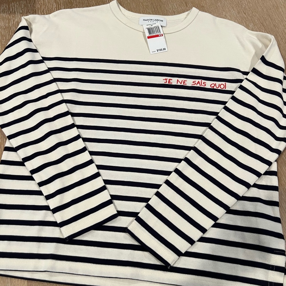 Maison Labiche ‘Je Ne Sais Quoi' Stripe Long-Sleeve Top - White/Black